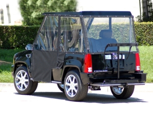 Black Escalade With Enclosure affordable golf cart rental, golf cart rent virginia beach