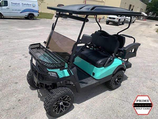 Mint Aluma 4 Passenger Lifted Golf Cart affordable golf cart rental, golf cart rent virginia beach