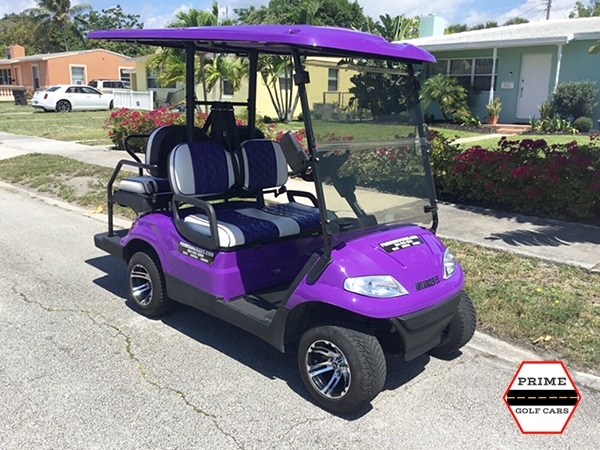 Purple Advanced EV 4 Passenger Golf Cart affordable golf cart rental, golf cart rent virginia beach