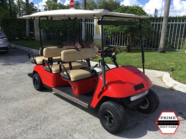 Red EZGO 6 Passenger Golf Cart affordable golf cart rental, golf cart rent virginia beach