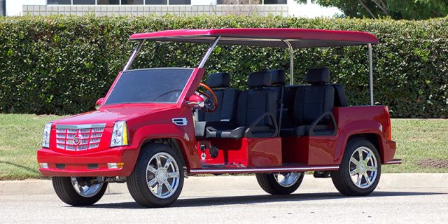 Red Escalade Limo Golf Cart affordable golf cart rental, golf cart rent virginia beach