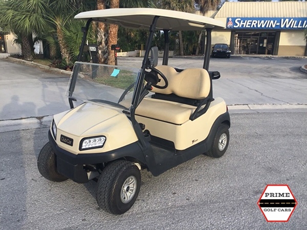 Tan Club Car 2 Passenger Golf Cart affordable golf cart rental, golf cart rent virginia beach