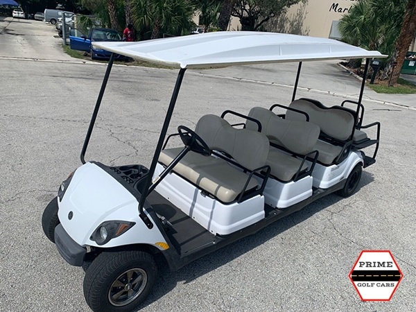 White 8 Passenger Yamaha Golf Cart affordable golf cart rental, golf cart rent virginia beach