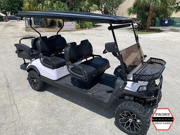 White Aluma 6 Passenger Lifted Golf Cart affordable golf cart rental, golf cart rent virginia beach