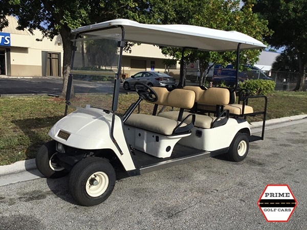 White EZGO 6 Passenger Golf Cart affordable golf cart rental, golf cart rent virginia beach