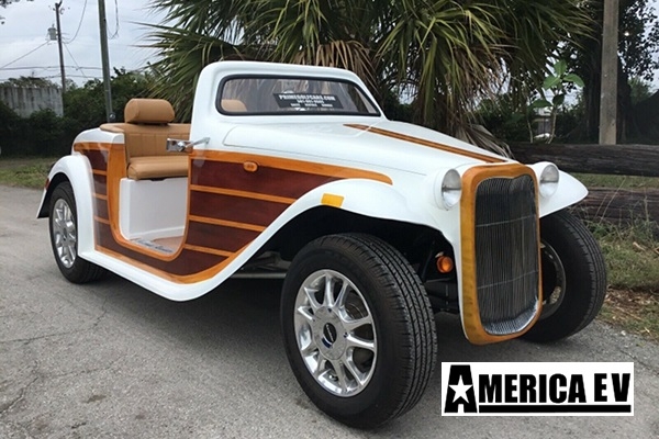 White Woody California Roadster 4 Passenger Golf Cart affordable golf cart rental, golf cart rent virginia beach