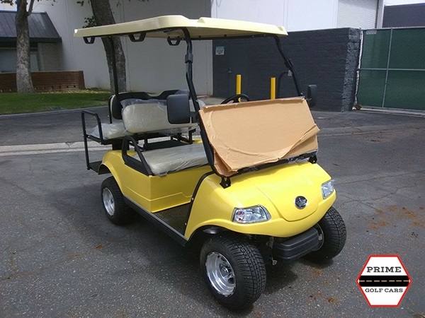 Yellow Evolution 4 Passenger Golf Cart affordable golf cart rental, golf cart rent virginia beach