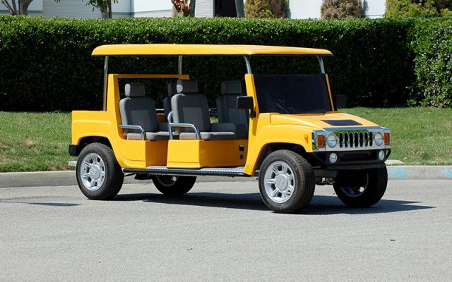 Yellow Hummer Limo Golf Cart affordable golf cart rental, golf cart rent virginia beach